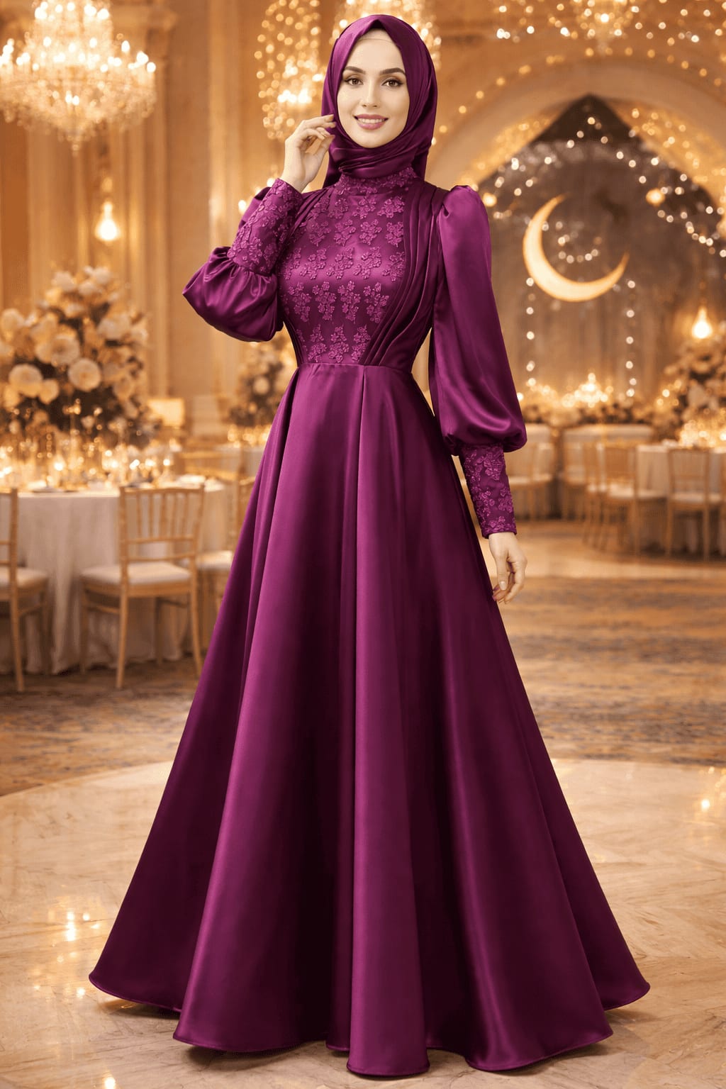 arabic evening gowns dresses Gold Lace Appliques Burgundy Wedding Ball For Women Shoulder to floor (with shoes) Chic Pink Mermaid Puffy Formal